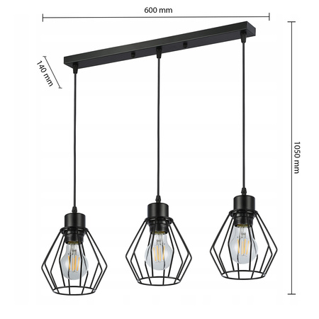 Masterled Stropné svietidlo 3x E27 Čierna Otto závesná lampa