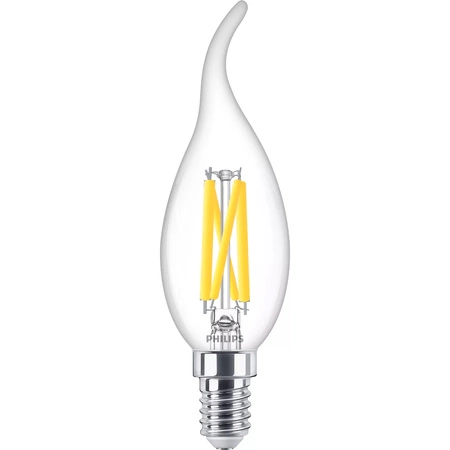 LED žiarovka E14 sviečka BA35 3,4W = 40W 470lm 2200-2700K teplá biela CRI90 FILAMENT Dimmable WarmGlow Philips