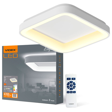 Plafond LED stropné svietidlo 72W 7500lm 2700-6000K CCT biela Stmievateľné + diaľkové ovládanie EDGE Videx
