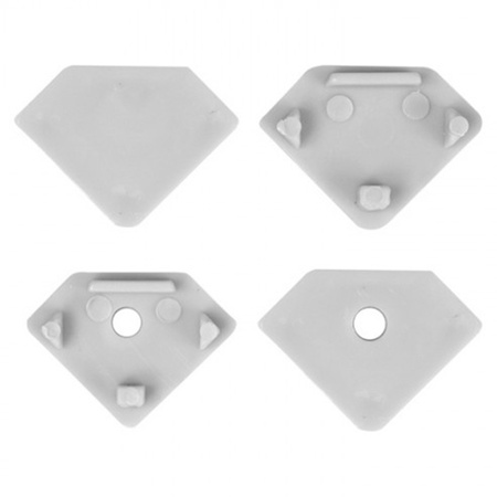 Hliníkový rohový LED profil povrchová montáž biely 2 m s priehľadným difúzorom pre LED pásy + koncové krytky Ecolight série R