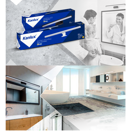 Kúpeľňové nástenné svietidlo nad zrkadlo LED 8W 590lm 4000K, neutrálna biela Obdĺžnikové čierne IP44 Astim Kanlux