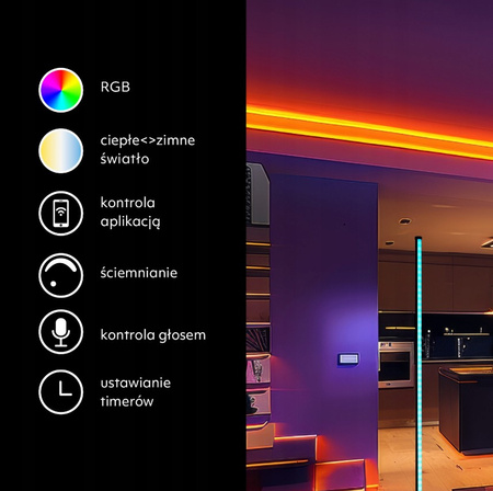 LED stojaca lampa Black CCT RGB Aplikácia Smart Pilot