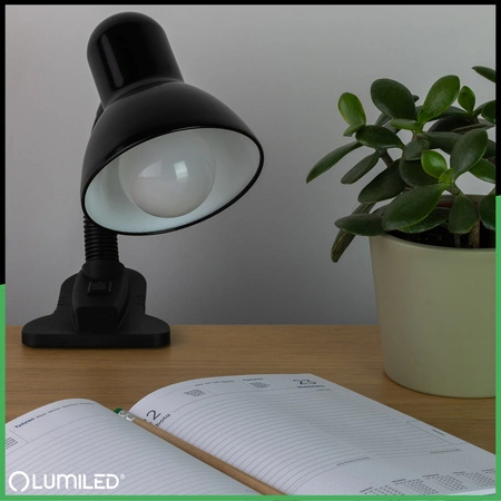 Nastaviteľná stolová lampa LIRIA Školské nočné svetlo E27 Clip Black LUMILED