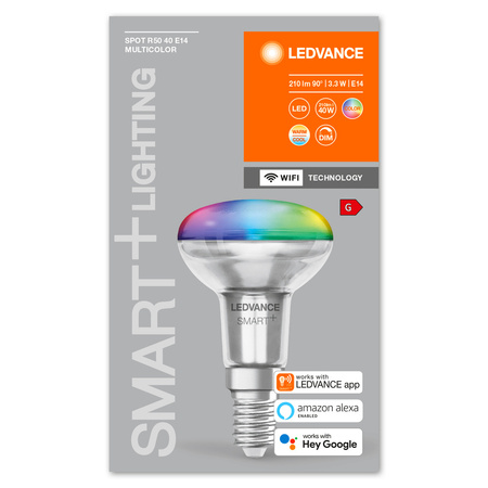 LED žiarovka E14 3,3W = 40W 210lm RGBW CCT Stmievateľná SMART+ WiFi Ledvance