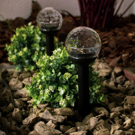 RGB IP44 34 cm súmrakový senzor LED solárne záhradné guľové svetlo