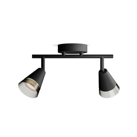 Povrchové stropné bodové svietidlo 2x GU10 Black Cleft Philips