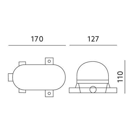 LED E27 CHANNEL Garážové svetlo Oval 60W Grid Metal IP44 White KOBI