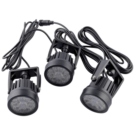 LED solárne záhradné svietidlo 3000K IP65 poháňané čiernym smerovým 3x reflektorom RAGUS LUMILED