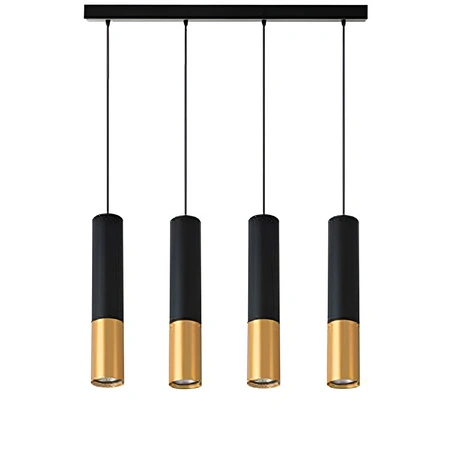 Stropné závesné svietidlo s presahom 4x GU10 nastaviteľné čierne zlato matné Keon Masterled