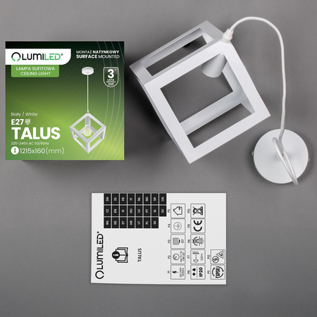 TALUS geometrické štvorcové závesné svietidlo ZWIS pre LED biela 1x E27 LUMILED
