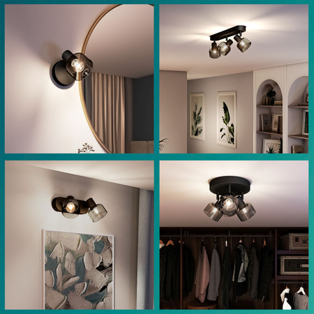 Reflektorové stropné svietidlo 4x E14 LED Black Sleet Philips