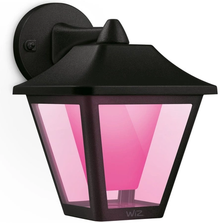 Vonkajšie nástenné LED svietidlo 9,5 W 600 lm 2700-5000K RGB + TW Black Square Smart SMART WiFi Bluetooth App WiZ