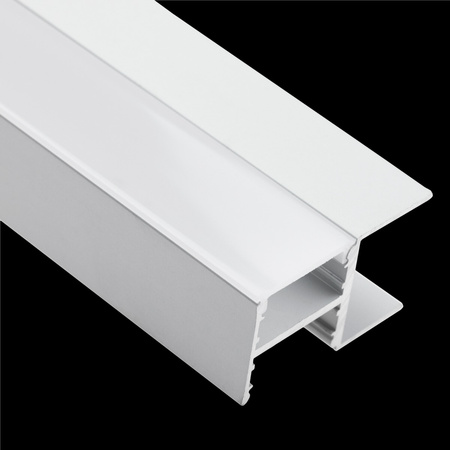 Hliníkový eloxovaný profil pre LED pásy KM48 Silver Povrch regálu 1 m + mliečne tienidlo + koncové krytky