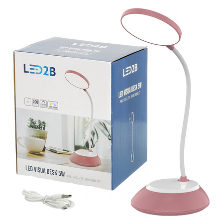 LED 5W 200lm CCT 270° dobíjateľná ružová stolová lampa Visua Kobi
