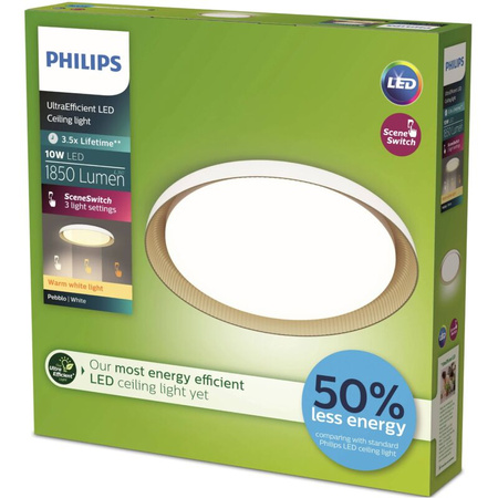 Stropné svietidlo LED Plafond 10W 1850lm 2700K SceneSwitch White Pebblo Ultra Efficient Philips