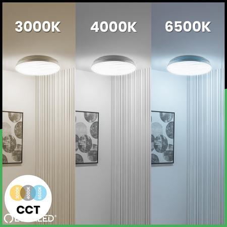 Plafond LED povrchové svetlo VIRTUS2 48W IP44 CCT White Round 38cm + LUMILED PILOT