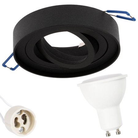 Set HALOGEN TUBE Spot Movable MIDI GU10 Round Black 20mm + LED GU10 6W 4000K LUMILED