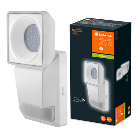 LED reflektor Vonkajšia lampa 8W 750lm 4000K IP55 biela so senzorom pohybu a súmraku Endura Ledvance