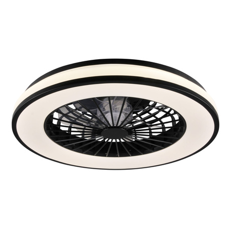 LED stropné svietidloventilátorom 48W 5300lm CCT 120° biela čierna stmievateľná Kenya Sanico Goldlux