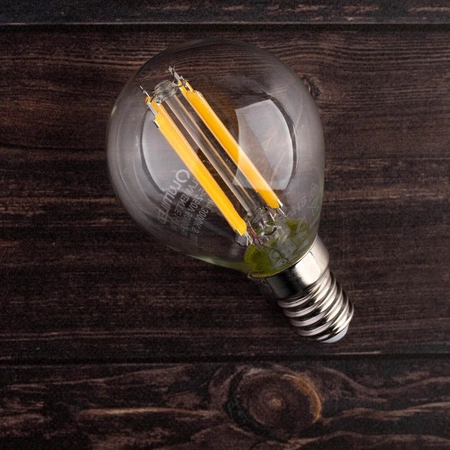 LED žiarovka E14 guľka P45 4W = 40W 470lm 3000K teplá biela 360° FILAMENT LUMILED