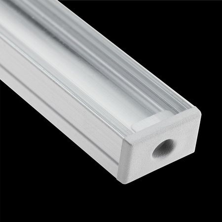 eloxovaný hliníkový profil pre LED KM35 Silver Povrchová montáž 2 m + priehľadný kryt + koncovky