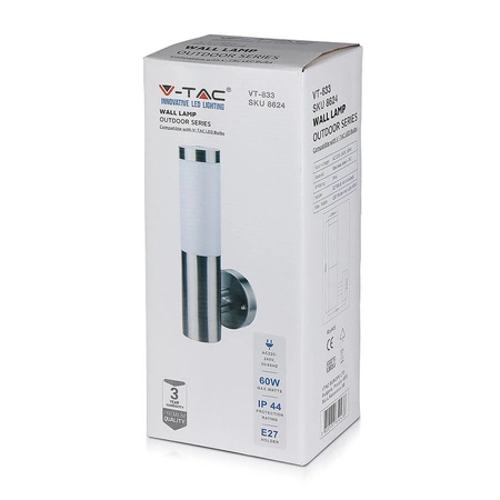 Záhradné svietidlo E27 Nástenné svietidlo Mliečne tienidlo VT-833 V-TAC