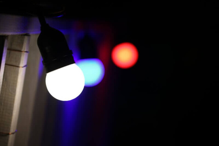 Vonkajšia záhradná girlanda 6W 2200K, teplá biela 10 x E27 Black IP44 PARTY Sanico Goldlux