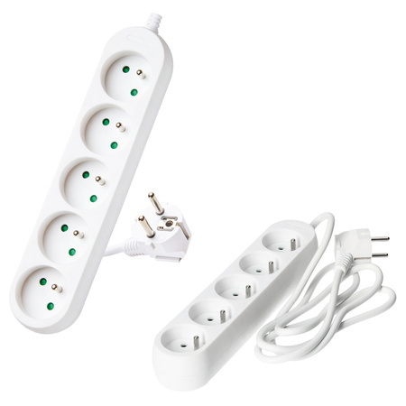 Predlžovací kábel Zástrčka 5x uzemnená zásuvka Napájací pásik 1,5 m biely Linea Kobi
