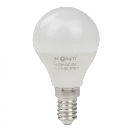 LED žiarovka P45 E14 3W 270lm 6500K studená biela Ecolight