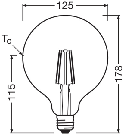 LED žiarovka G125 Sphere E27 7W = 60W 806lm 2700K teplá biela 300° Retrofit Filament CLASSIC Osram