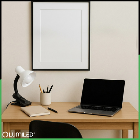 Nastaviteľná stolová lampa LIRIA Školské nočné svetlo E27 Clip White LUMILED