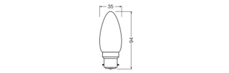 LED žiarovka B35 B22d 3,4W = 40W 470lm 2700K teplá biela stmievateľná 320° Performance Class Ledvance