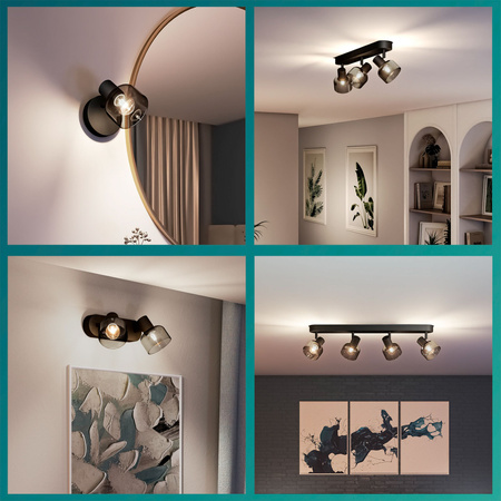 Stropné svetlo Reflektor Plafond 3x E14 LED Black Sleet Philips