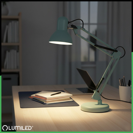 Stolová kresliaca lampa E27 TOBI Blue Lumiled + držiak na dosku