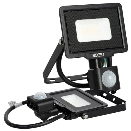 Vonkajší LED reflektor 10W 800lm 4000lm neutrálna biela 120° so senzorom pohybu a súmraku IP65 čierny MHC Kobi