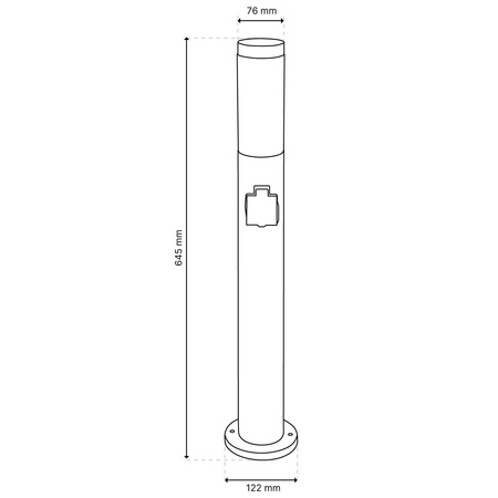 Vonkajšie záhradné svietidlo E27 INOX PIPE 65cm s 230V zásuvkou Lilium Lumiled