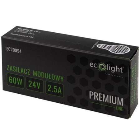 Modulárny napájací zdroj pre LED pásy SLIM 60W 12V 5A IP20 PREMIUM Ecolight