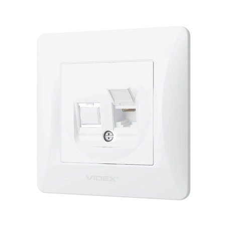 Jednoduchá počítačová zásuvka RJ45 pod omietku biela BINERA VIDEX