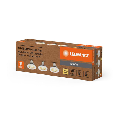 LED zapustené stropné bodové svietidlo 2,6W 230lm 3000K, teplá biela biely Ledvance Recess Essential Mesh Spot