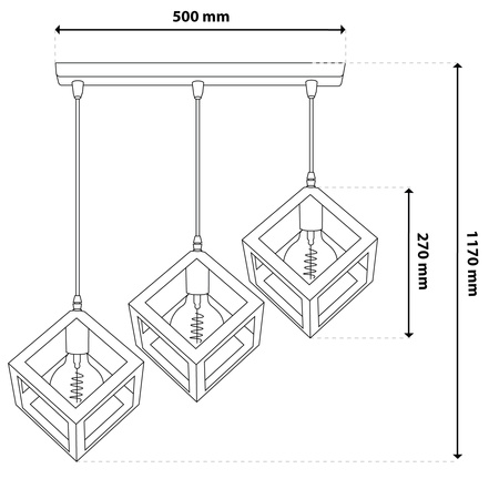 Stropné závesné svietidlo TALUS Geometrická závesná kocka pre LED 3x E27 LUMILED