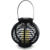 Záhradné LED solárne závesné svietidlo čierne oválne s efektom plameňa