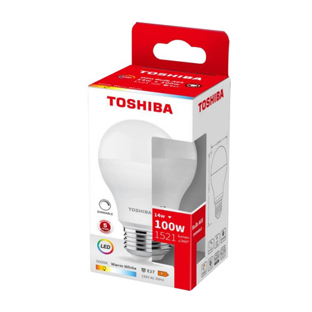 LED žiarovka E27 A65 14W = 100W 1521lm 3000K teplá biela TOSHIBA Dimmable