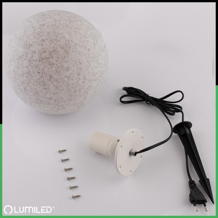 LED LUMIKULA 30cm E27 IP65 LUMILED Vonkajšie kamenné guľové záhradné svietidlo
