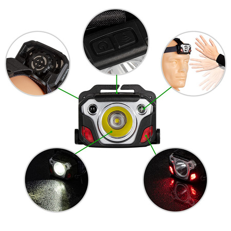 LED dobíjacia čelová baterka 1200 lm SST40 + senzor pohybu IP44 6 prevádzkových režimov VA0103 Vayox