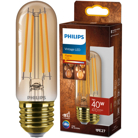 LED žiarovka E27 T32 7W = 40W 470lm 1800K teplá biela Filament Amber PHILIPS