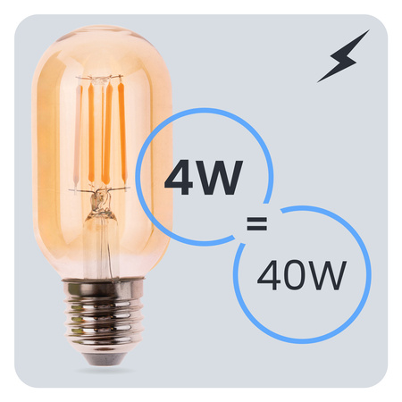 LED žiarovka E27 T45 4W = 40W 470LM 2000K teplá biela 360° Filament Amber LUMILED
