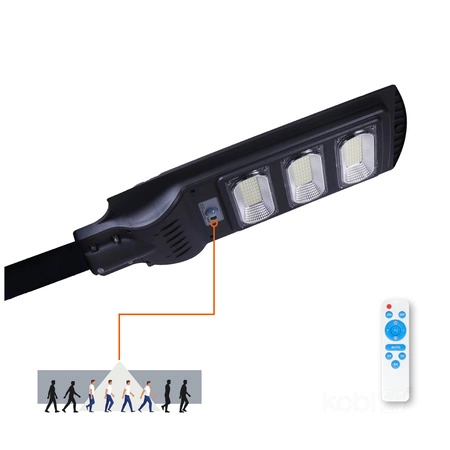 Solárne LED pouličné svietidlo Priemyselné cestné svietidlo 8W 850lm 6500K Studené so senzorom pohybu a súmraku IP54 Čierna Urbi Kobi