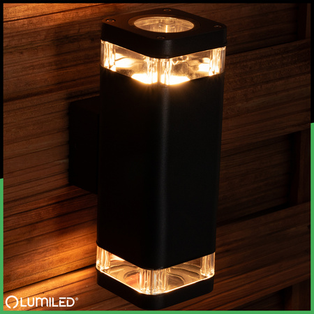 Vonkajšia záhradná lampa fasádna nástenná lampa 2x GU10 LED IP54 Upstairs Downstairs EPSILO LUMILED