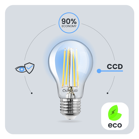 LED žiarovka E27 A60 7W = 60W 806lm 4000K neutrálna biela 360° FILAMENTNÁ ŽIARIVKA