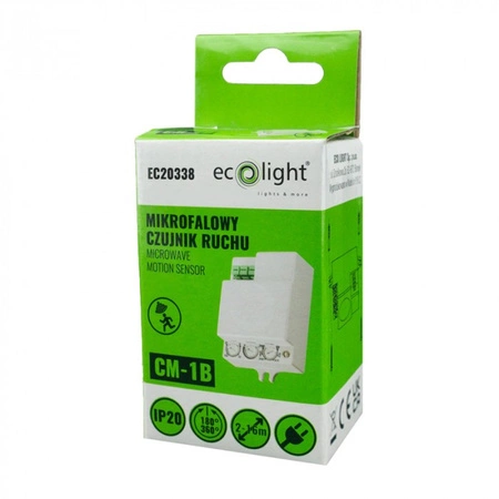 Mikrovlnný senzor pohybu a súmraku biely 15m 360° CM Ecolight